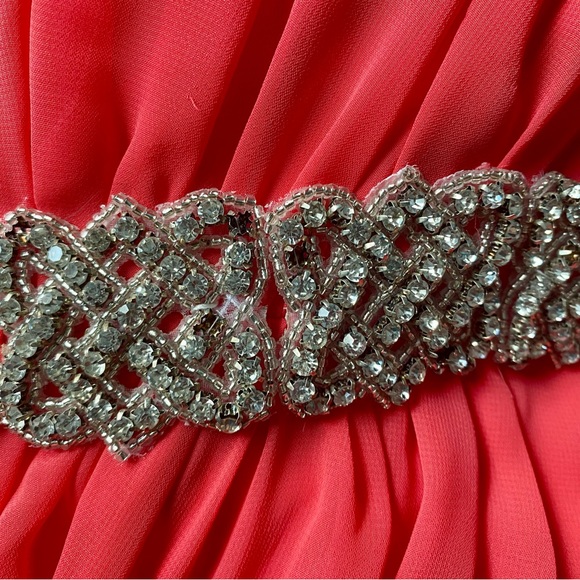 Bright Coral One Shoulder Prom Dress - Ally’s Collection - Picture 5 of 6